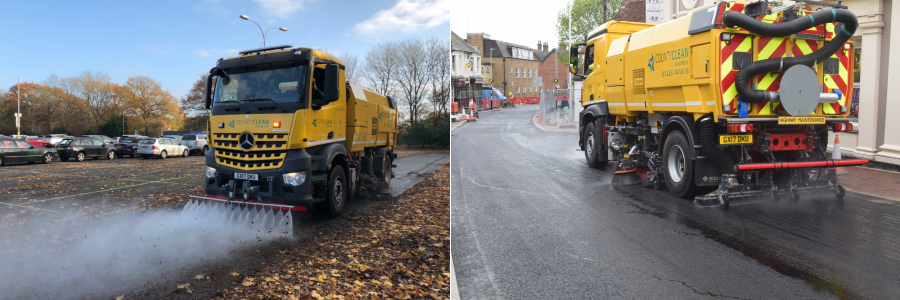 CountyClean Group Road Sweepers at Gatwick Airport and Hailsham High Street in Sussex