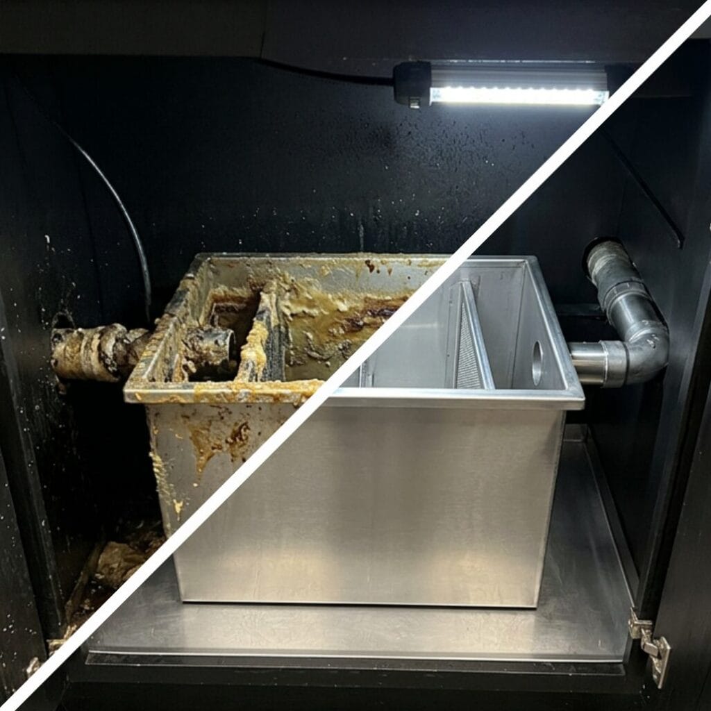Under sink grease trap empty